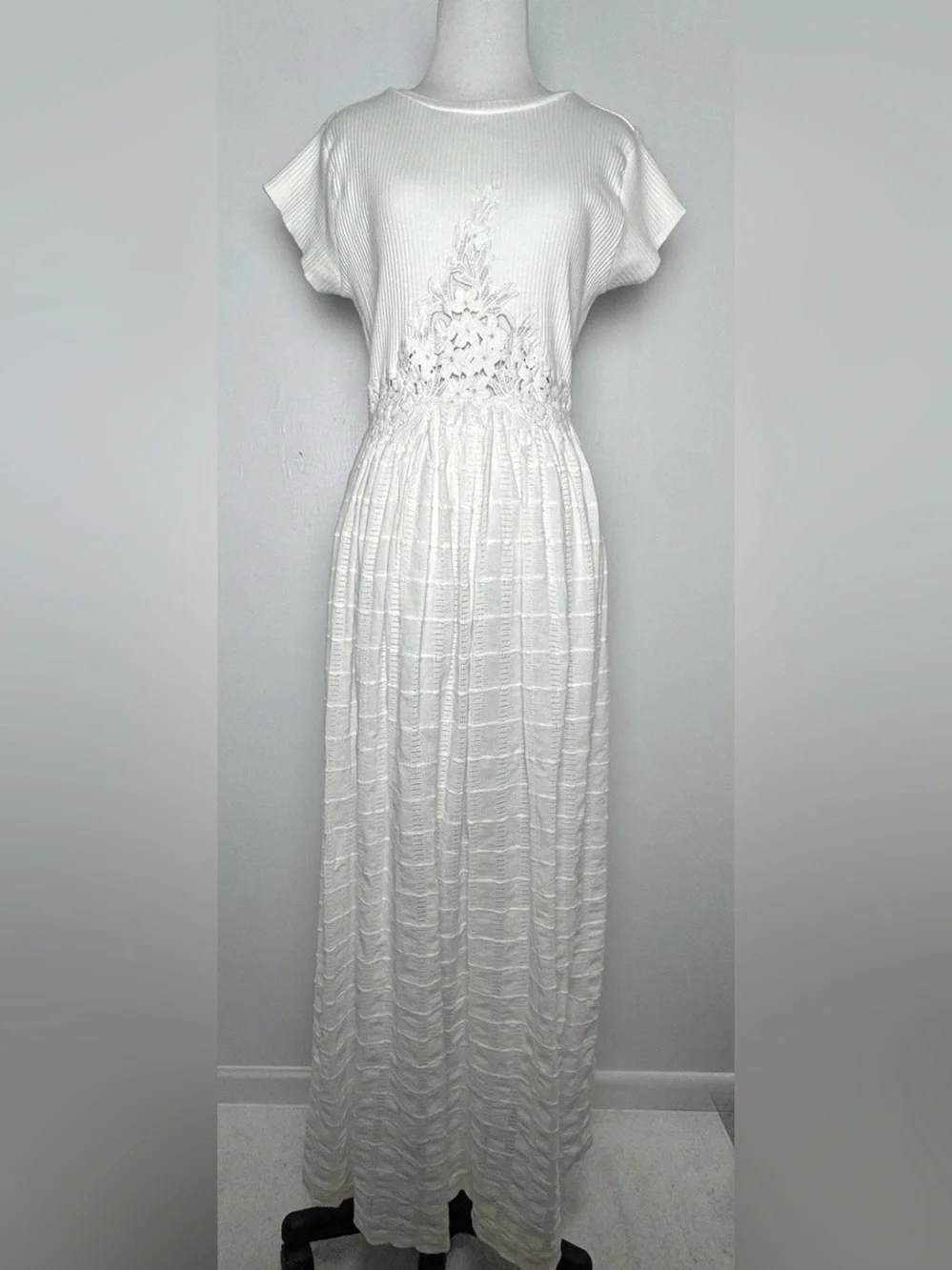 Free People Serenity White Lace Maxi Dress XL Open Back Boho Beach NWT